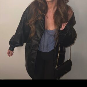 Oversized leather jacket